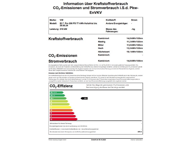 ID.7 Pro 286 PS 77 kWh Haltefrist bis 20.05.24 H