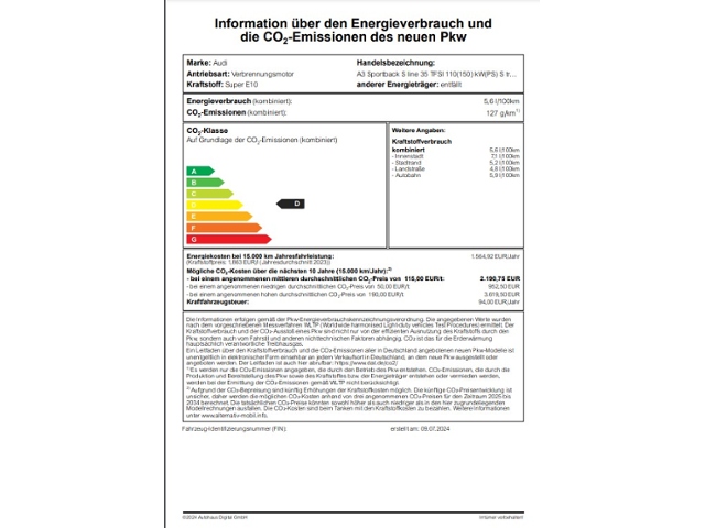 A3 Sportback S line 110(150) kW(PS) S tronic