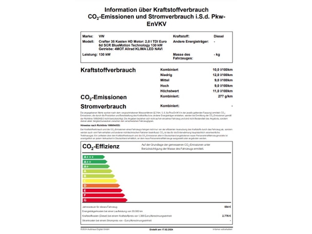 Crafter 35 Kasten HD 2,0 TDI 4MOTION AHK Rückfah