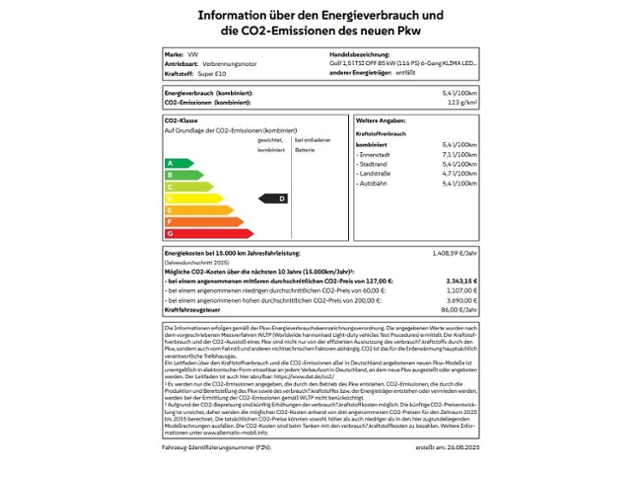 Golf 1,5 l TSI OPF 85 kW (116 PS) 6-Gang