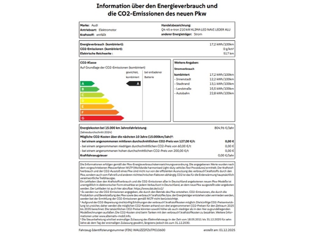 Q4 45 e-tron 210 kW KLIMA LED NAVI LEDER ALU