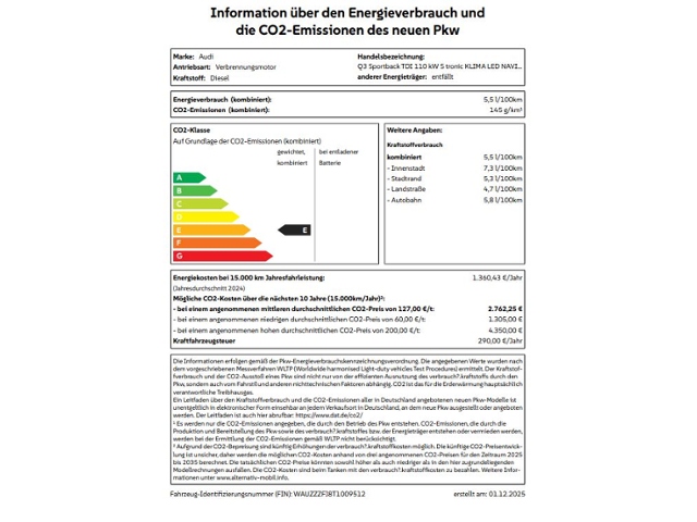 Q3 Sportback TDI 110 kW S tronic KLIMA LED NAVI 
