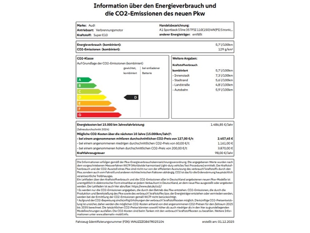 A1 Sportback S line 35 TFSI 110(150) kW(PS) S tr