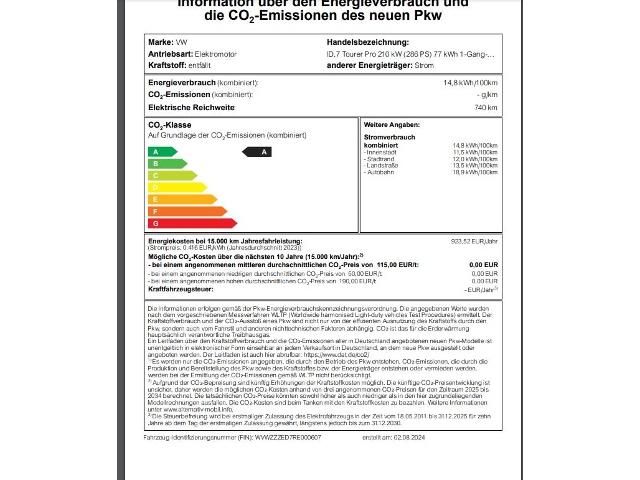ID.7 Tourer Pro 210 kW (286 PS) 77 kWh 1-Gang-Au