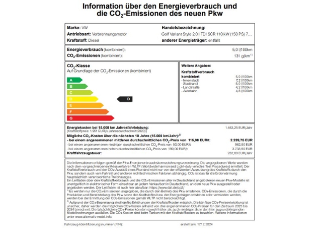 Golf Variant Style 2,0 l TDI 7-Gang Klima Navi P
