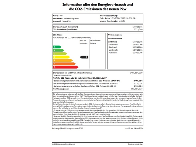 T-Roc R-Line 1.5 l eTSI OPF 110 kW (150 PS) 7-Ga