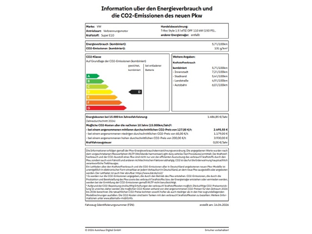 T-Roc Style 1.5 l eTSI OPF 110 kW (150 PS) 7-Gan