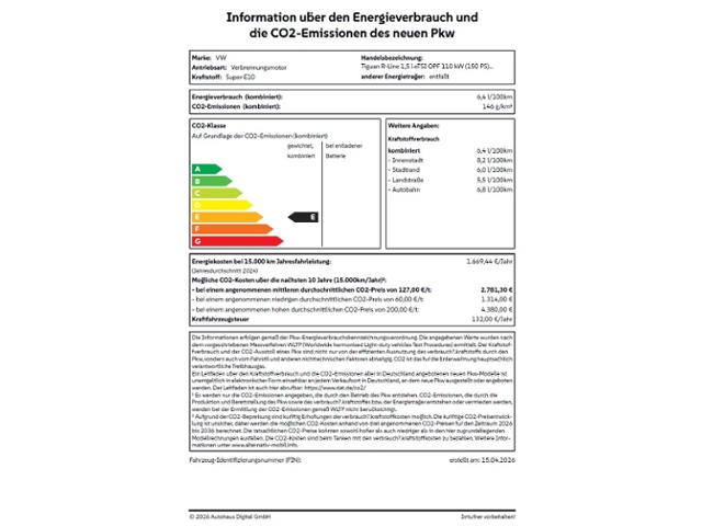 Tiguan R-Line 1,5 l eTSI OPF 110 kW (150 PS) 7-G