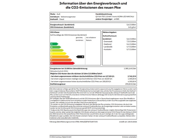 Q3 SUV TDI 110 kW S tronic KLIMA LED NAVI ALU
